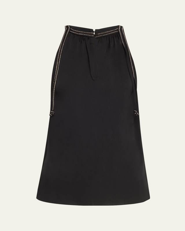 Astrid Chain-Trim Keyhole Halter Blous
